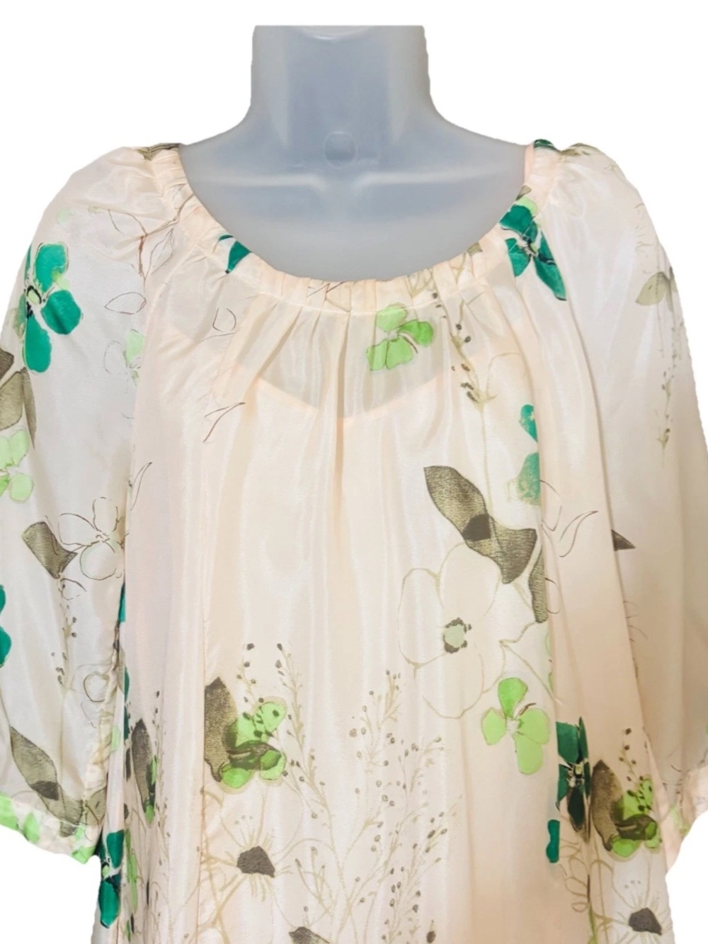 Anthropologie Vanessa Virginia Size S Rainforest 100% SILK Dress Green Floral - Picture 4 of 12